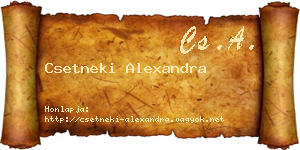 Csetneki Alexandra névjegykártya